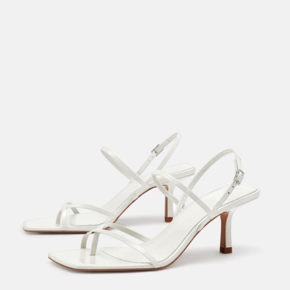 Zara Strappy White Leather Sandals